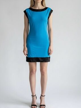 Express Turquoise & Black Satin Trim Dress